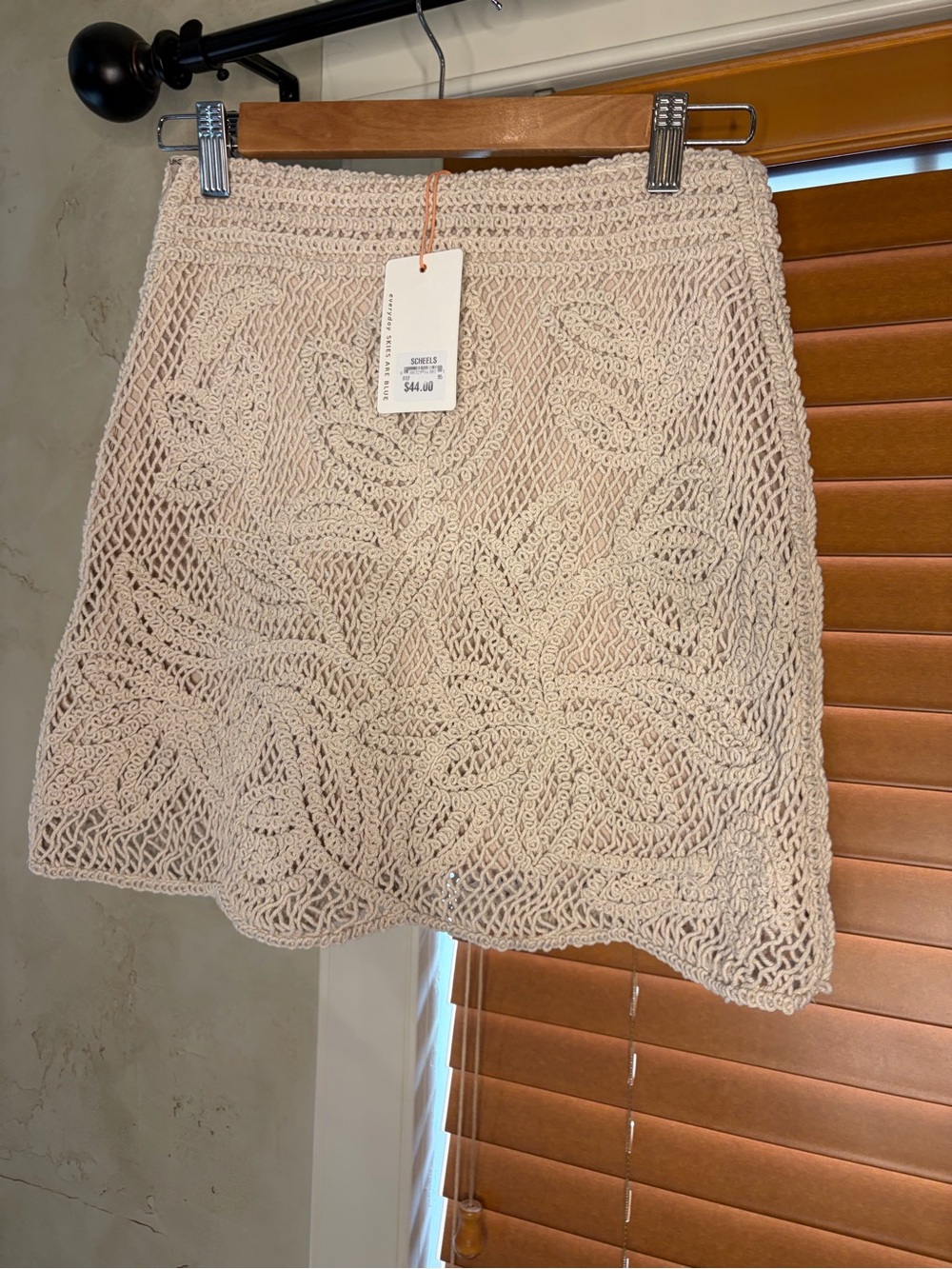 Skies Are Blue Crochet Knit Mini Skirt in Cream